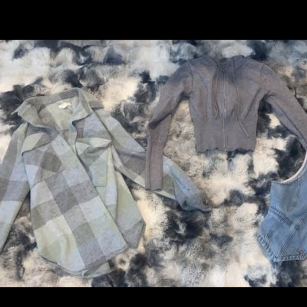 Plaid Button-Up Shirt and Gray Zip-Up Jacket